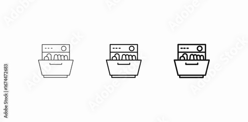 open dishwasher appliance icon sign vector