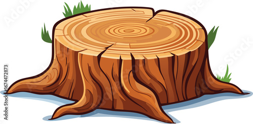 Cut Tree Stump with Detailed Growth Rings