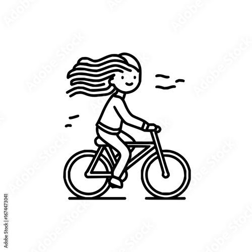 Girl riding bicycle vector illustration for outdoor activity and healthy lifestyle design elements vector art