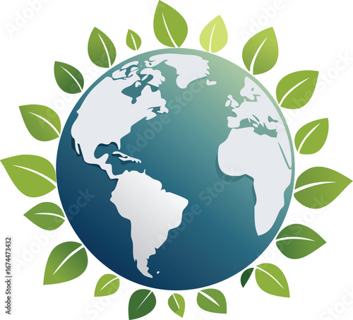 Eco-Friendly Earth Icon with Leaf Wrap