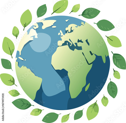 Eco-Friendly Earth Icon with Leaf Wrap
