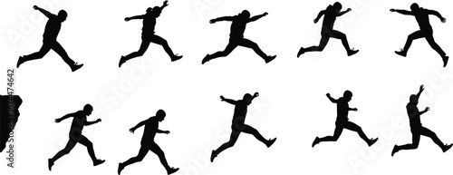 Silhouette man jumping across cliff gap, extreme sports action, freedom courage challenge, outdoor adventure lifestyle, motivational inspiration success overcoming obstacle