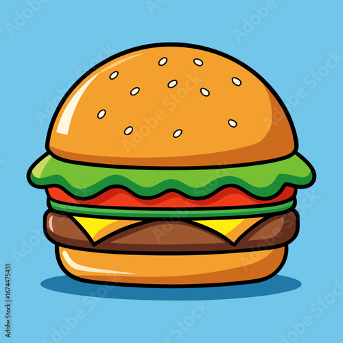 Tasty cheeseburger with grilled beef and fresh vegetables on a white background