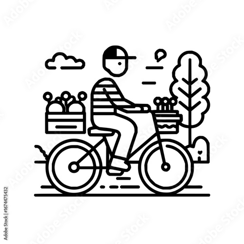 Delivery bicycle vector art illustration for eco friendly transport and urban lifestyle design element