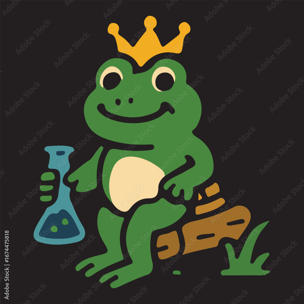 Fototapeta premium The Frog Prince Scientist with a Magic Potion