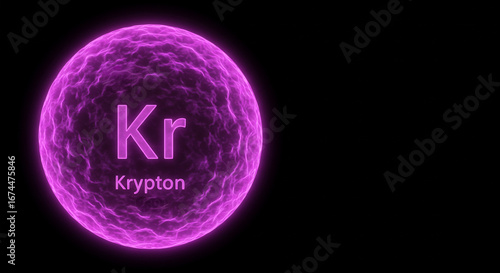 Glowing Gas Sphere Representing Krypton Element