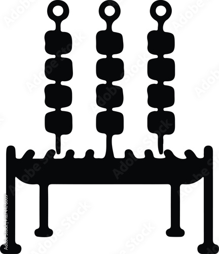 Illustrator Vector Barbecue grill with shish kebab skewer silhouette