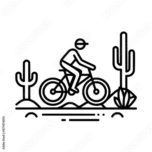 Mountain biking desert adventure illustration for outdoor recreation and active lifestyle concept design