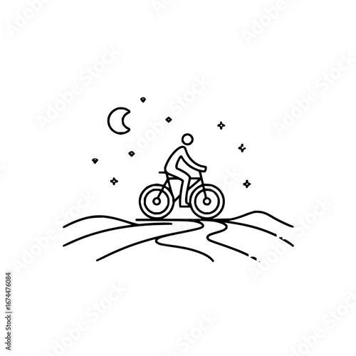 Night cycling adventure illustration vector graphic design for outdoor activity and recreation concept design