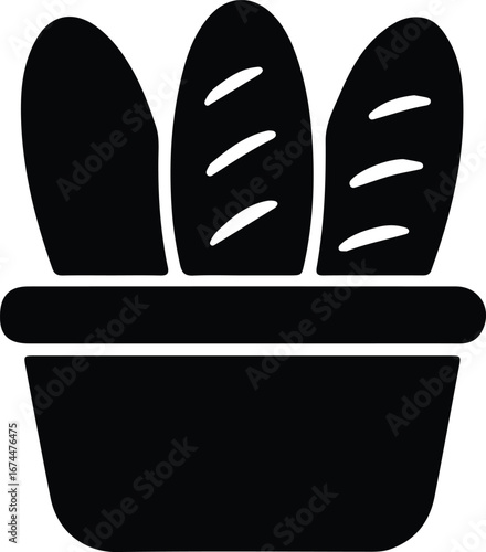 Illustrator Vector Bread loaves in pot minimalist style silhouette