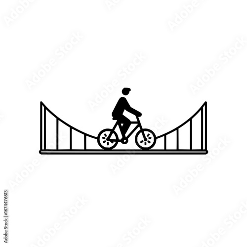 Bicycle bridge ride vector illustration for outdoor activity and recreational sports design concept