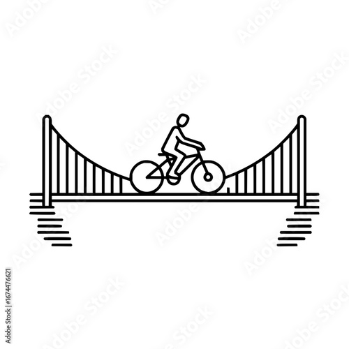 Golden gate bridge bicycle rider vector illustration perfect for travel blogs and cycling themed designs usage