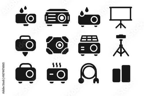 Outdoor projector portable cinema lens projection icon organizer vector shockproof projectors collapsible