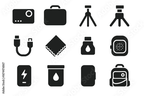 Travel case pack unit hard icon lightweight projection projector power kits vector