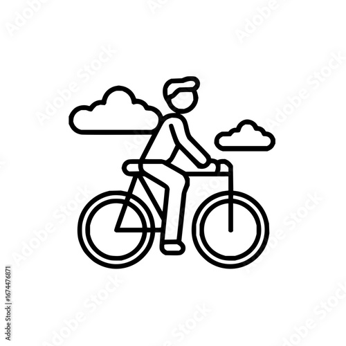 Bicycle riding outdoors icon vector illustration for healthy lifestyle and recreation activity design 100