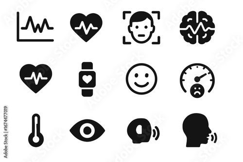 Mood detector brainwave sensor tracker icon voice detection vector interactive monitor emotion