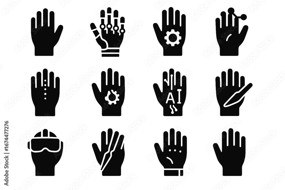 Fototapeta premium Ai diagnostic glove health icon medical vr rehabilitation vector precision