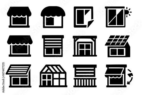 Blind balcony shading vector exterior awning solar window film greenhouse glass icon