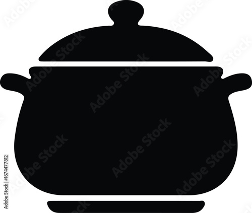 Illustrator Vector Cooking pot with lid kitchenware equipment silhouette