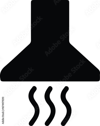 Illustrator Vector kitchen hood with steam cooking fumes extraction silhouette