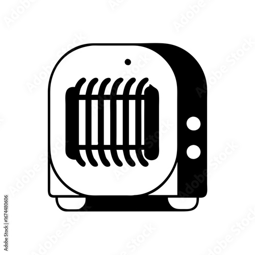 Illustration of an electric heater, a portable appliance for providing warmth and comfort during the winter season