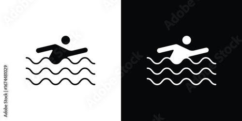 Swimmer icon. filled flat sign for mobile concept and web