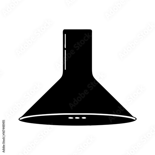 Vector art of black cooker hood extractor fan appliance for kitchen ventilation and air cleaning, a modern domestic equipment