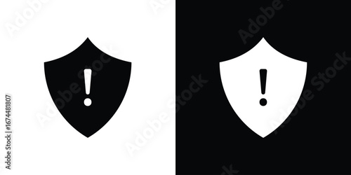 Shield exclamation icon. filled flat sign for mobile concept and web