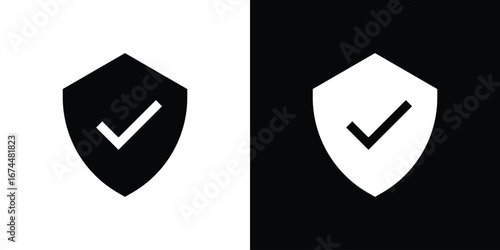 Shield check icon. filled flat sign for mobile concept and web