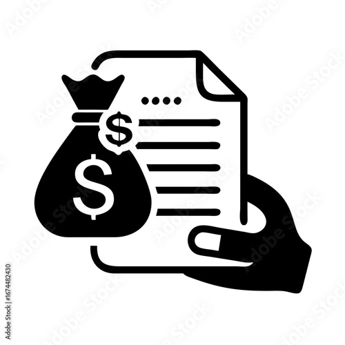 Vector art of financial document concept showing agreement, contract, and investment hand holding document