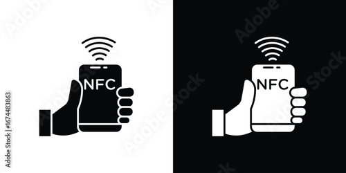 NFC communication icon. filled flat sign for mobile concept and web