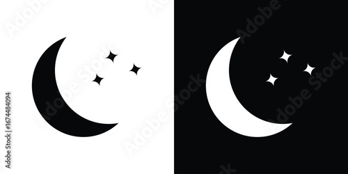 Moon stars icon. filled flat sign for mobile concept and web