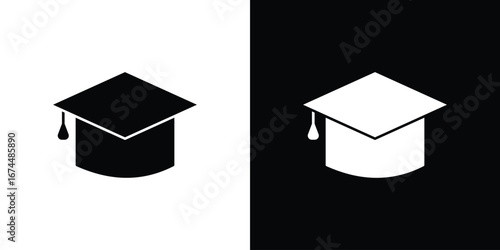 Graduation cap icon. filled flat sign for mobile concept and web