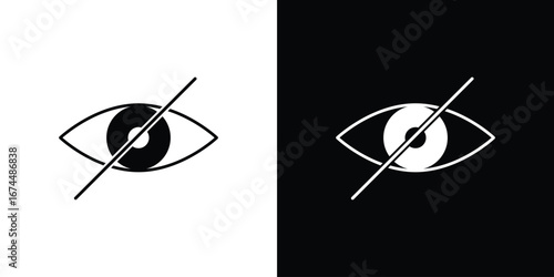 Eye crossed icon. filled flat sign for mobile concept and web
