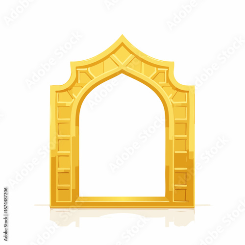 Gold traditional islamic window or door shape. Ramadan frames, mosque arches, arabic border or door. 