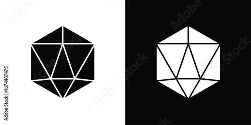 Dice d20 icon. filled flat sign for mobile concept and web