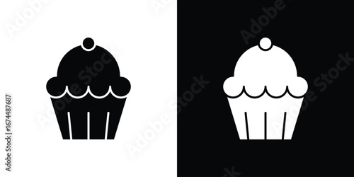 Cupcake icon. filled flat sign for mobile concept and web