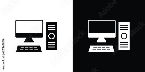 Computer icon. filled flat sign for mobile concept and web
