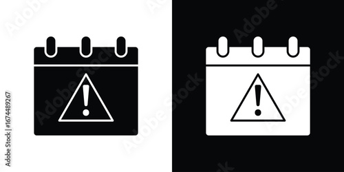Calendar exclamation icon. filled flat sign for mobile concept and web