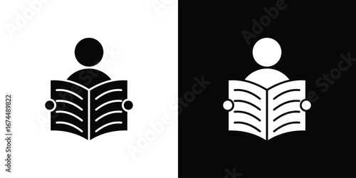 Book open reader icon. filled flat sign for mobile concept and web