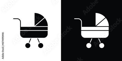 Baby carriage icon. filled flat sign for mobile concept and web