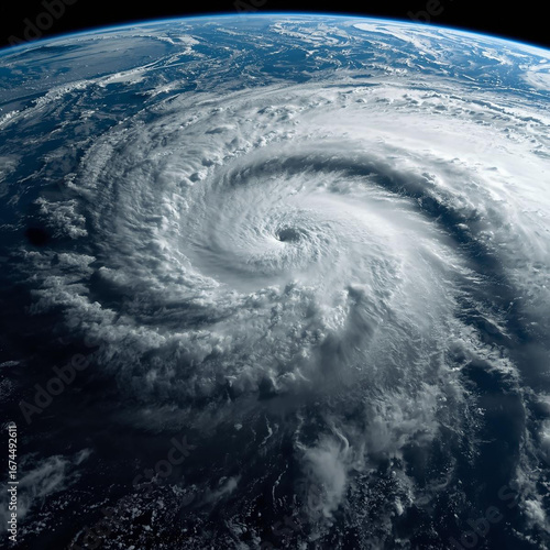Powerful Category 5 Hurricane with Distinct Eye Over the Ocean