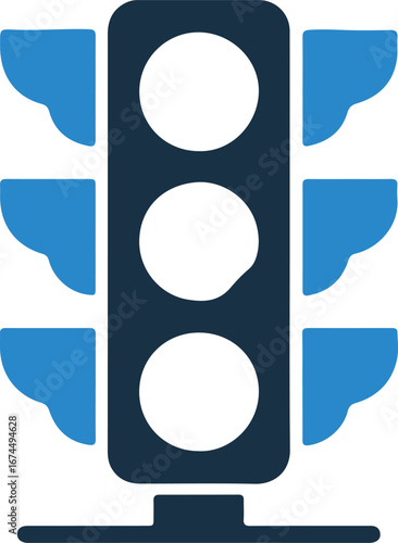 Traffic Light Icon Blue and Black Modern Design