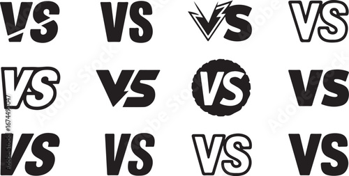 Versus Symbols 12 Variations of VS Logos for Competition, Battle, and Match Designs