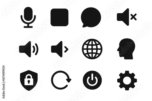 Mode start profile switch vector increase volume icon voice assistant settings