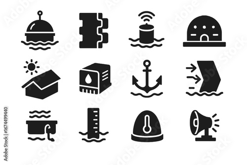 Anchor icons floating icon temperature vector deflector wall dome city modular panel