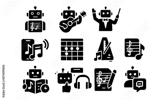 Feedback trainer ai bot tool composition rhythm vector music icon chord builder