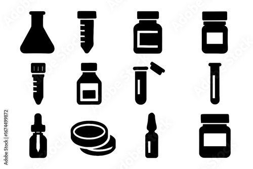 Icon jar sample vector glass culture tube sealed dropper bio lab container
