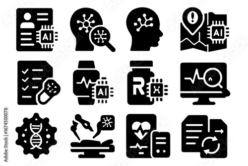 Health icon generator anomaly tool risk tracking sync vector ai medical predictive