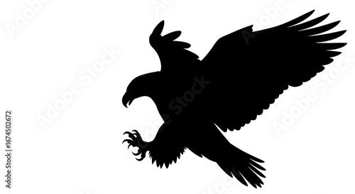 Majestic eagle silhouette soaring with sharp talons extended, symbolizing power and freedom